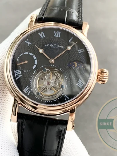 Clone Patek Tourbillon Moonphase Black Dial - Top-Tier Swiss Replica Watch