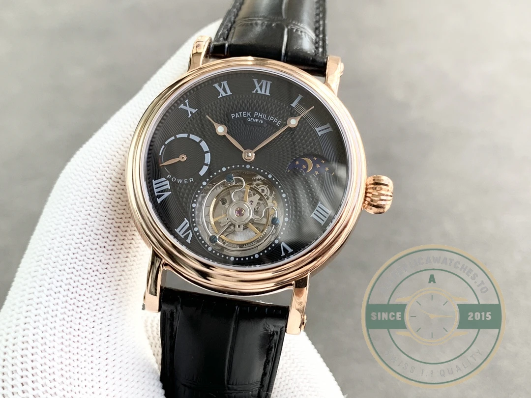 Clone Patek Tourbillon Moonphase Black Dial - Top-Tier Swiss Replica Watch