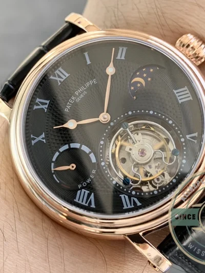 Clone Patek Tourbillon Moonphase Black Dial - Luxury Replica Watch