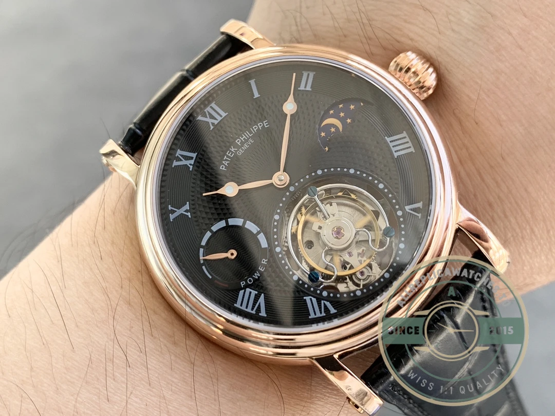 Clone Patek Tourbillon Moonphase Black Dial - Luxury Replica Watch