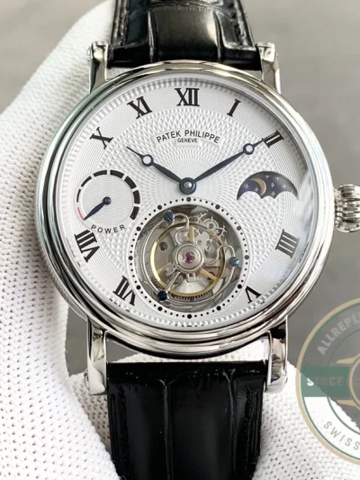 Replica Patek Tourbillon Moonphase White Dial - Swiss Movement Replica Watch