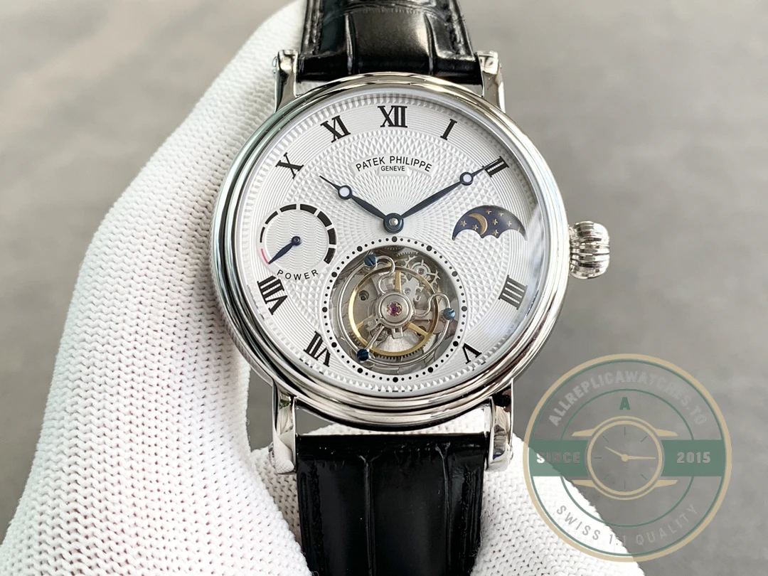 Replica Patek Tourbillon Moonphase White Dial - Swiss Movement Replica Watch