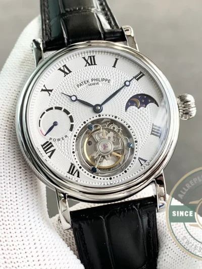 Replica Patek Tourbillon Moonphase White Dial - Budget Luxury Replica Watch