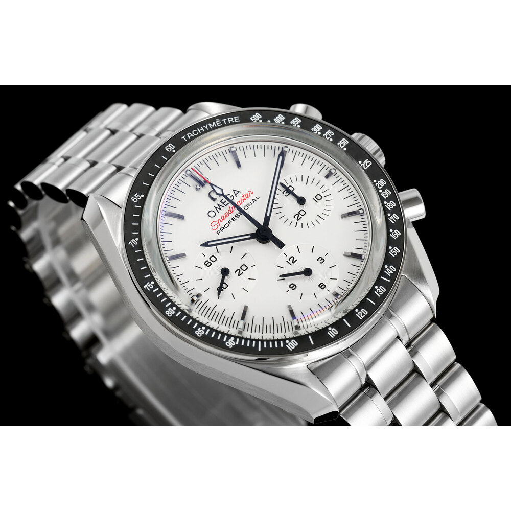 Superclone Omega Speedmaster Moonwatch Professional White Dial, manual-wind chronograph
