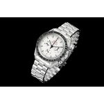 Omega Speedmaster Moonwatch Professional White Dial clone watch, stainless steel with adjustable clasp bracelet