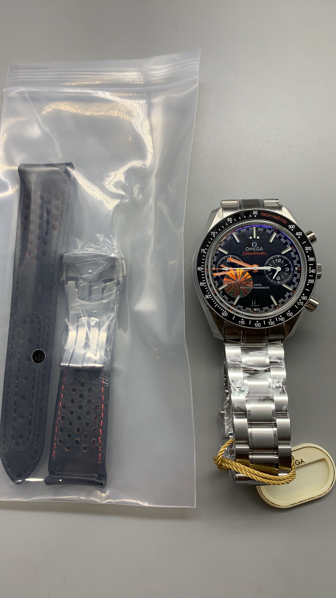 Omega Speedmaster Professional Blue Dial replica, automatic chronograph