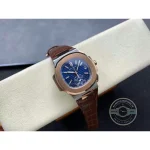 Swiss Replica Nautilus 5980-3R Leather Strap 40.5mm Blue Dial