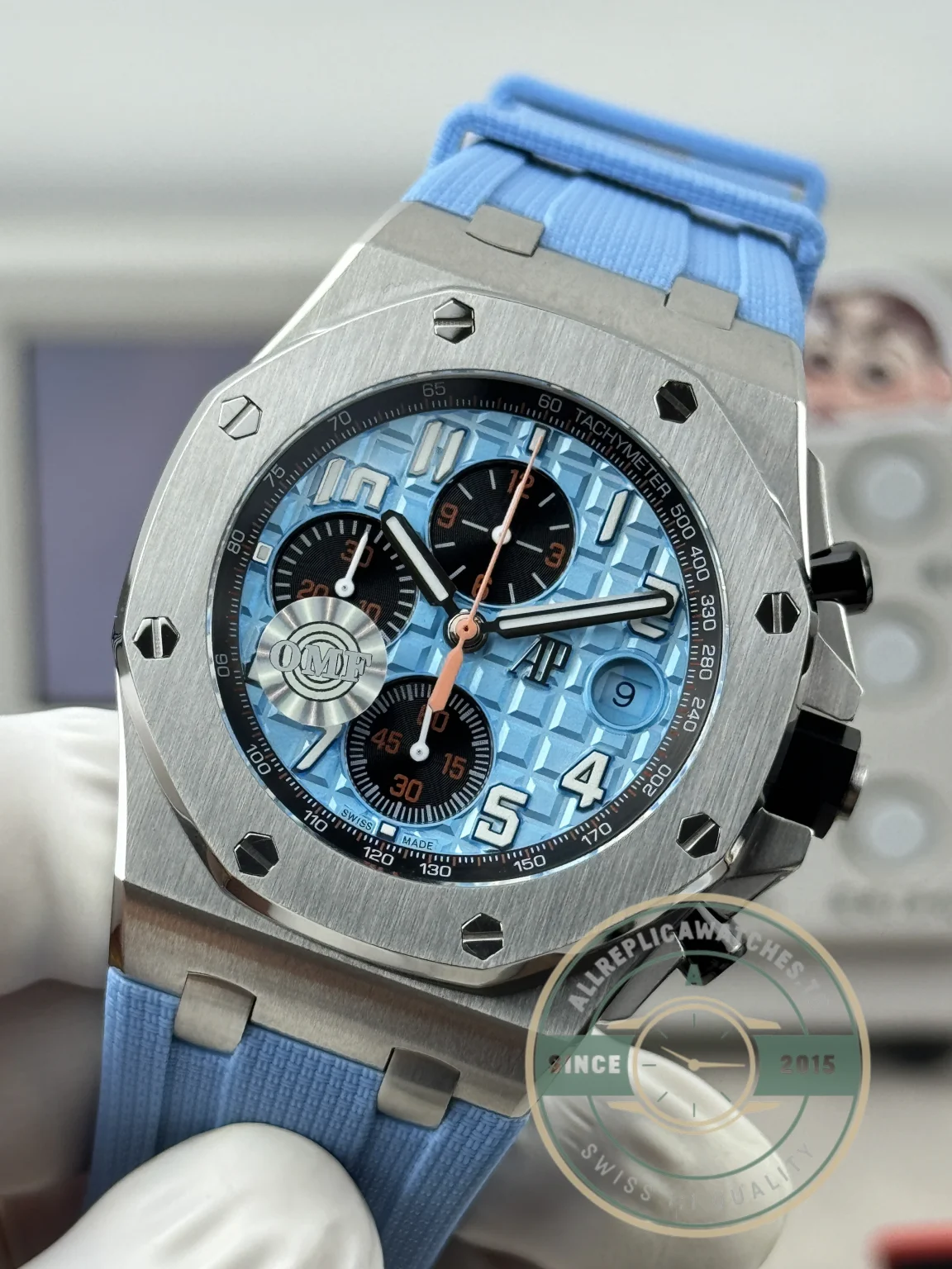 Replica Audemars Piguet Royal Oak Offshore 42mm Sky Blue 26238ST - Factory Super Clone Watch