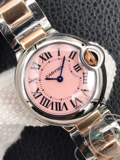 Replica Cartier Ballon Bleu Pink Dial 28mm W6920033 - Swiss Movement Replica Watch