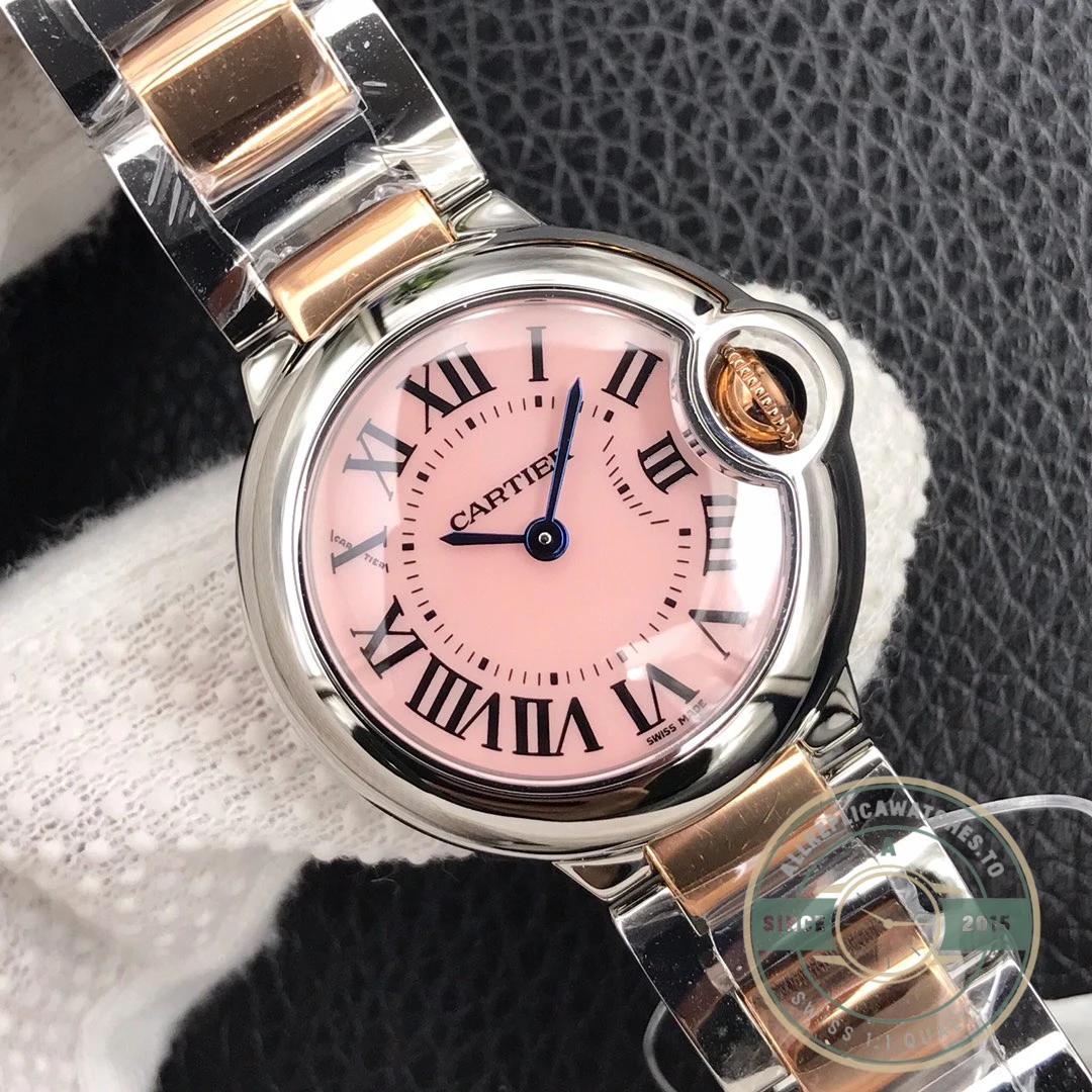 Replica Cartier Ballon Bleu Pink Dial 28mm W6920033 - Swiss Movement Replica Watch