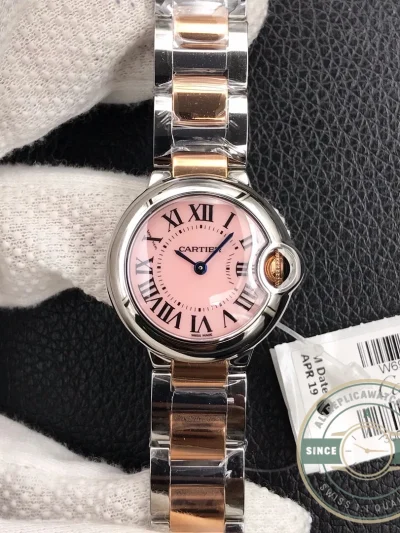 Replica Cartier Ballon Bleu Pink Dial 28mm W6920033 - Swiss Movement Replica Watch