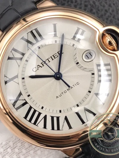 Replica Cartier Ballon Bleu Rose Gold Silver Dial Brown WGBB0030 - Affordable Luxury Replica Timepiece