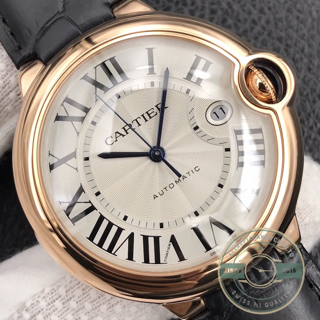 Replica Cartier Ballon Bleu Rose Gold Silver Dial Brown WGBB0030 - Affordable Luxury Replica Timepiece