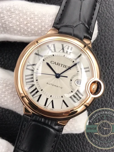 Replica Cartier Ballon Bleu Rose Gold Silver Dial Brown WGBB0030 - Affordable Luxury Replica Timepiece