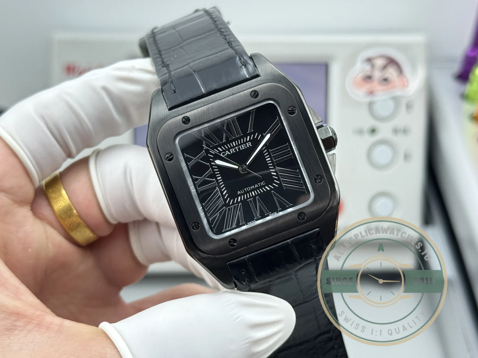 Replica Cartier Santos 100 Steel & Black Titanium W2020010 - Swiss-Made Clone Watch