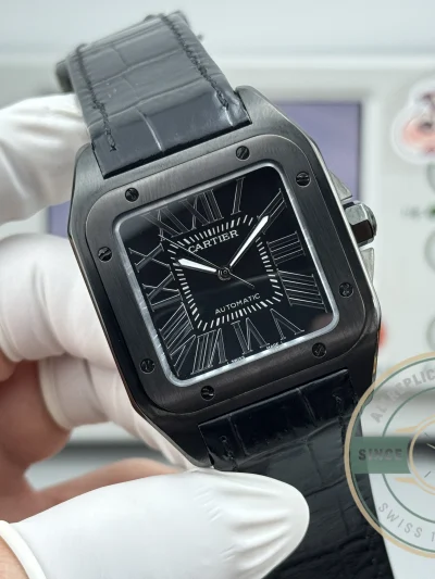 Replica Cartier Santos 100 Steel & Black Titanium W2020010 - Swiss-Made Clone Watch