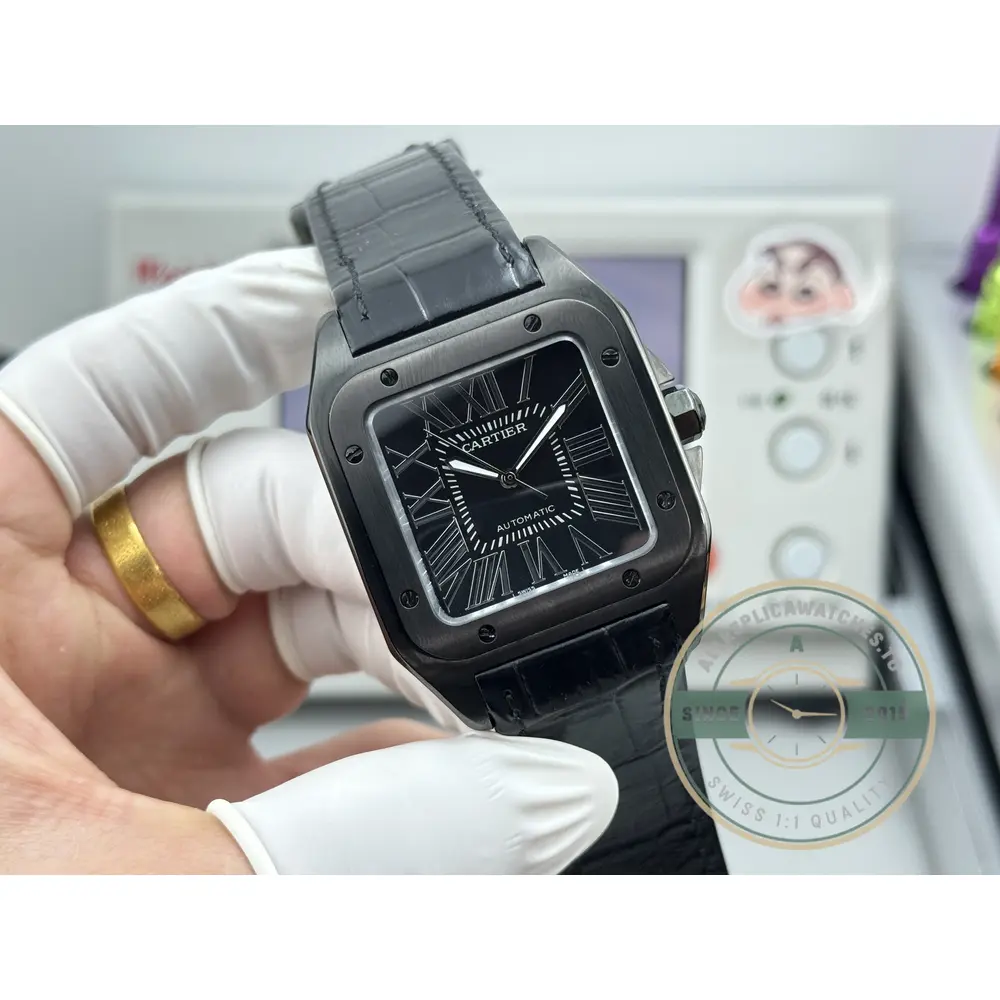 Replica Cartier Santos 100 Steel & Black Titanium W2020010 - Swiss-Made Clone Watch