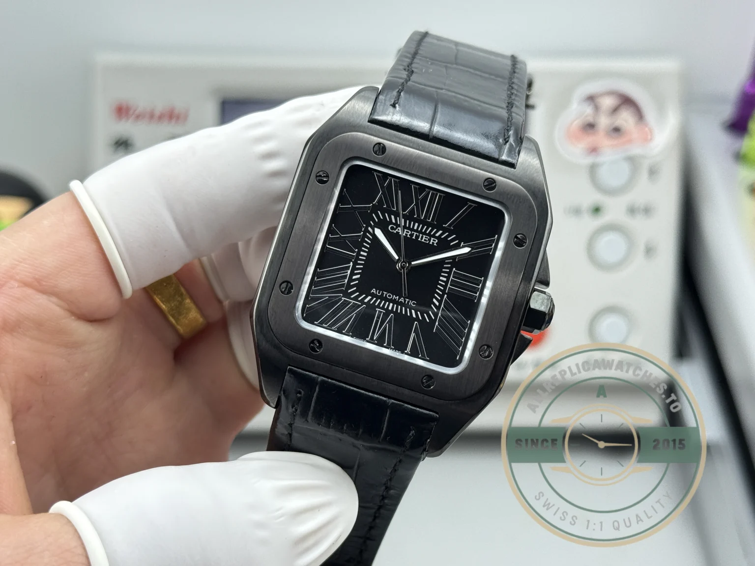 Replica Cartier Santos 100 Steel & Black Titanium W2020010 - Budget Luxury Replica Watch