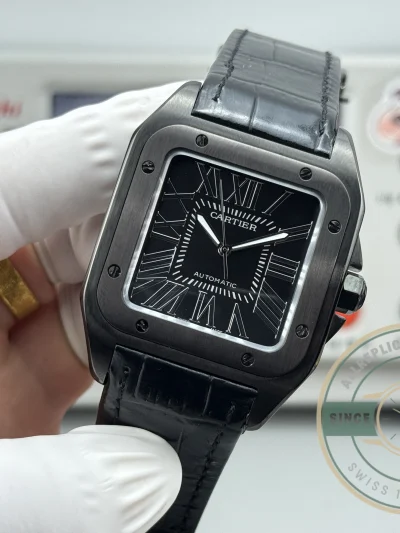 Replica Cartier Santos 100 Steel & Black Titanium W2020010 - Budget Luxury Replica Watch