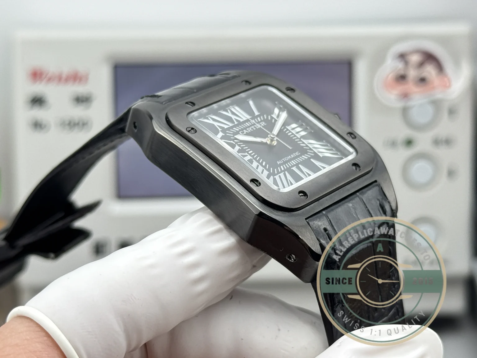 Replica Cartier Santos 100 Steel & Black Titanium W2020010 - Swiss-Made Clone Watch