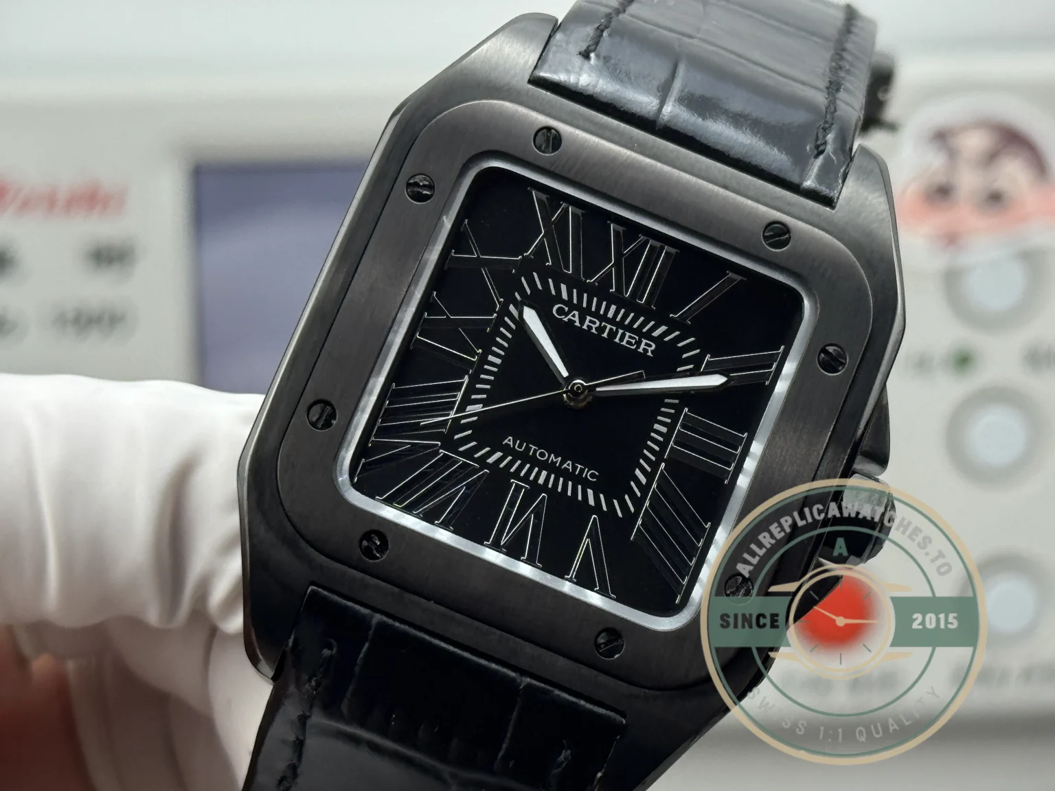 Replica Cartier Santos 100 Steel & Black Titanium W2020010 - Top-Tier Swiss Replica Watch