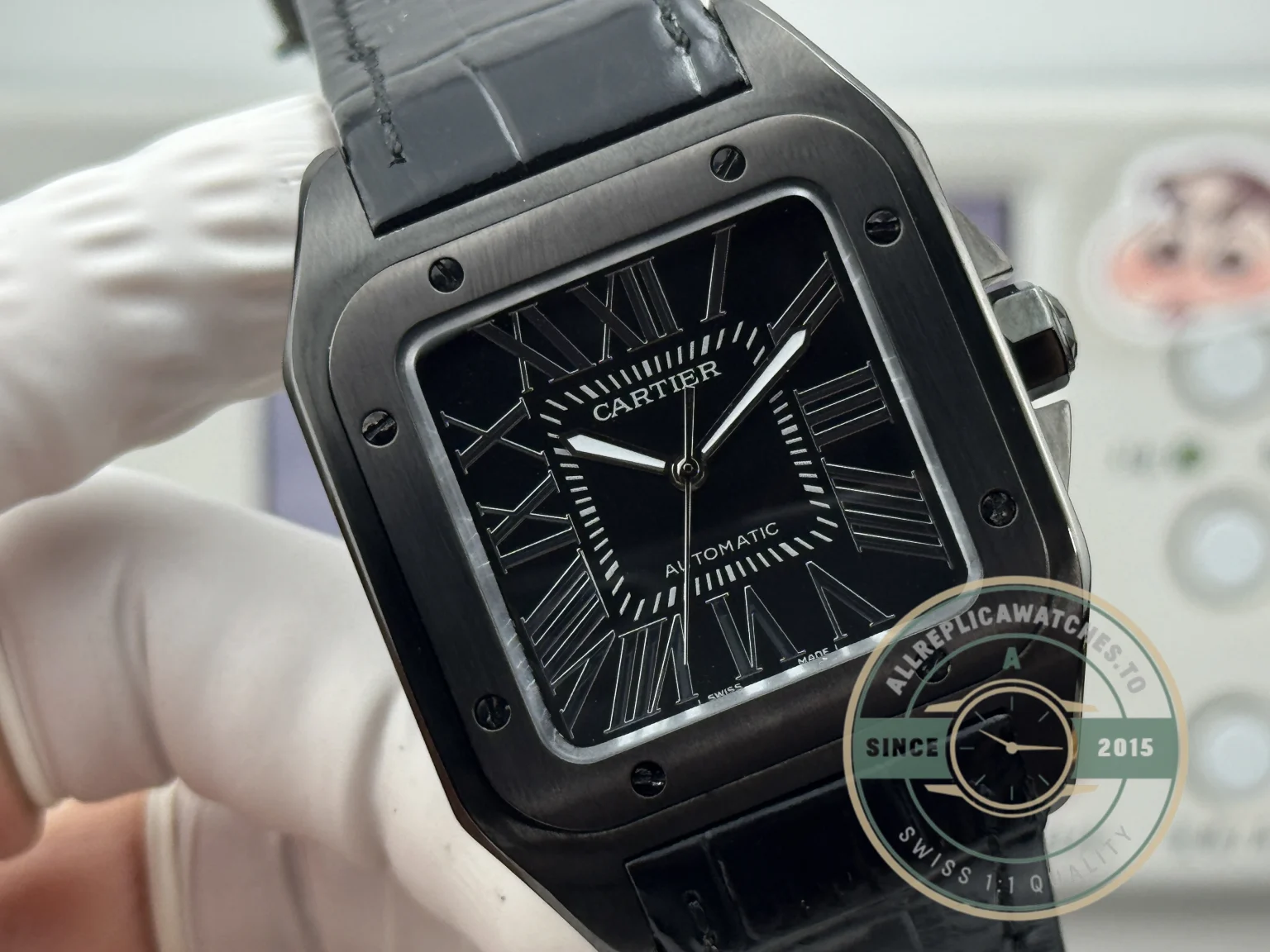 Replica Cartier Santos 100 Steel & Black Titanium W2020010 - Luxury Replica Watch