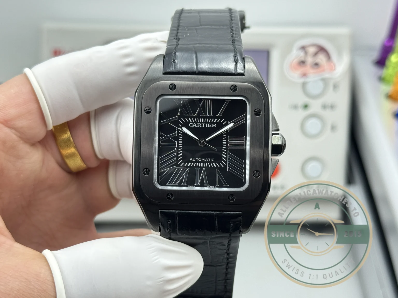 Replica Cartier Santos 100 Steel & Black Titanium W2020010 - 1:1 Swiss Replica Watch