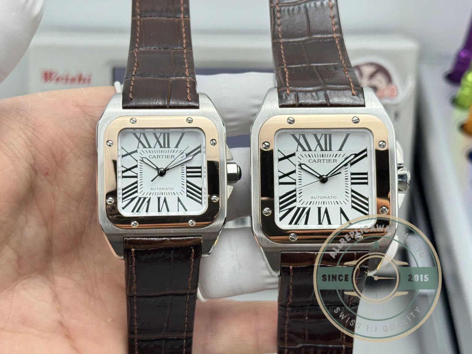 Replica Cartier Santos de Cartier 100 Rose Gold W20107X7 - Budget Luxury Replica Watch