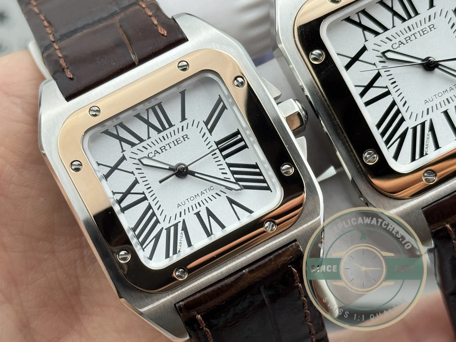 Replica Cartier Santos de Cartier 100 Rose Gold W20107X7 - Affordable Luxury Replica Timepiece