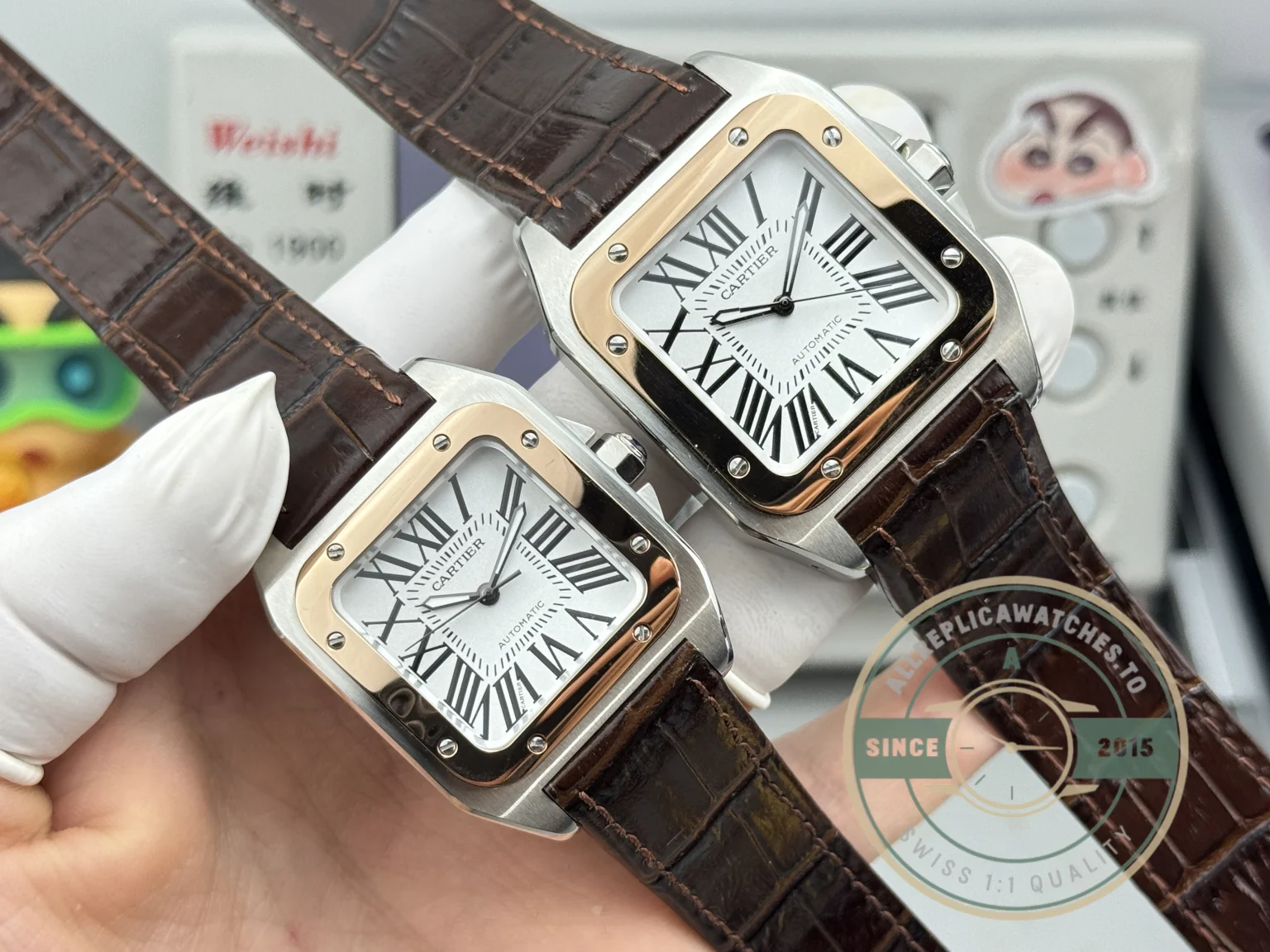 Replica Cartier Santos de Cartier 100 Rose Gold W20107X7 - Swiss Movement Replica Watch
