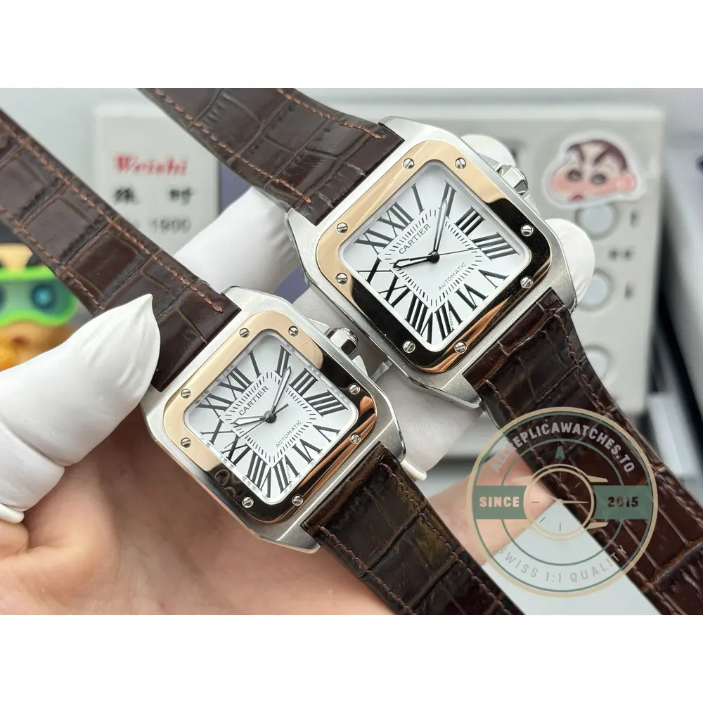 Replica Cartier Santos de Cartier 100 Rose Gold W20107X7 - Swiss Movement Replica Watch