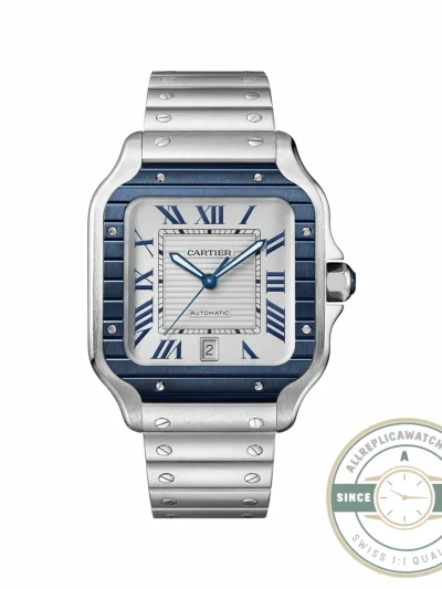 Replica Cartier Santos De Cartier Blue Bezel 40mm WSSA0047 - Luxury Replica Watch