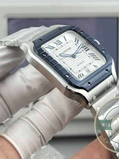 Replica Cartier Santos De Cartier Blue Bezel 40mm WSSA0047 - High-Grade Replica Watch