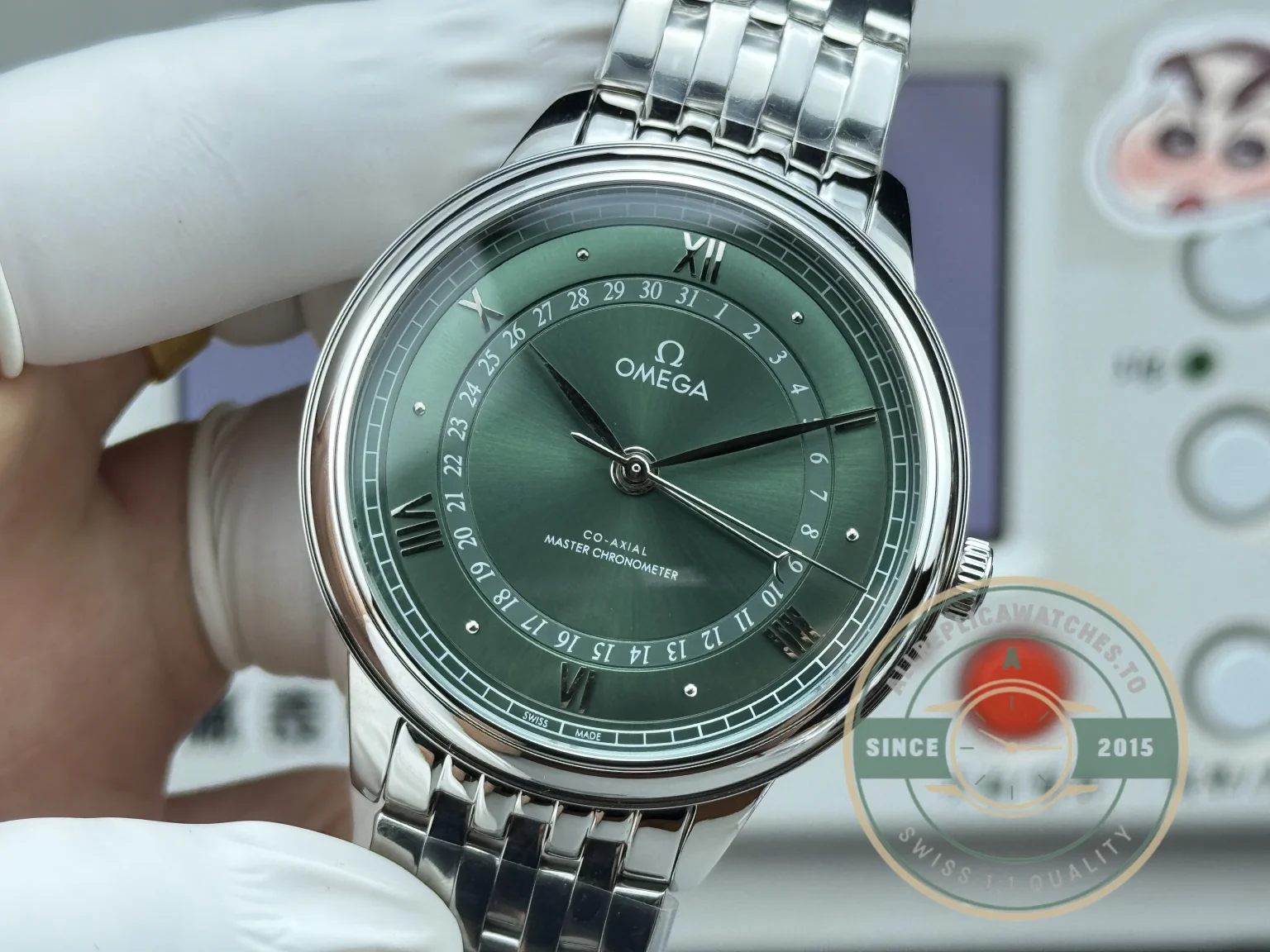 Replica OMEGA De Ville Prestige 434.10.40.20.10.001 40mm Silver, Green Dial - Top-Tier Swiss Replica Watch