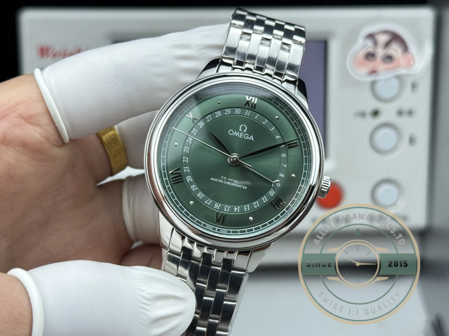 Replica OMEGA De Ville Prestige 434.10.40.20.10.001 40mm Silver, Green Dial - 1:1 Swiss Replica Watch