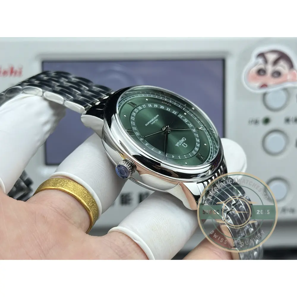 Replica OMEGA De Ville Prestige 434.10.40.20.10.001 40mm Silver, Green Dial - Swiss Movement Replica Watch