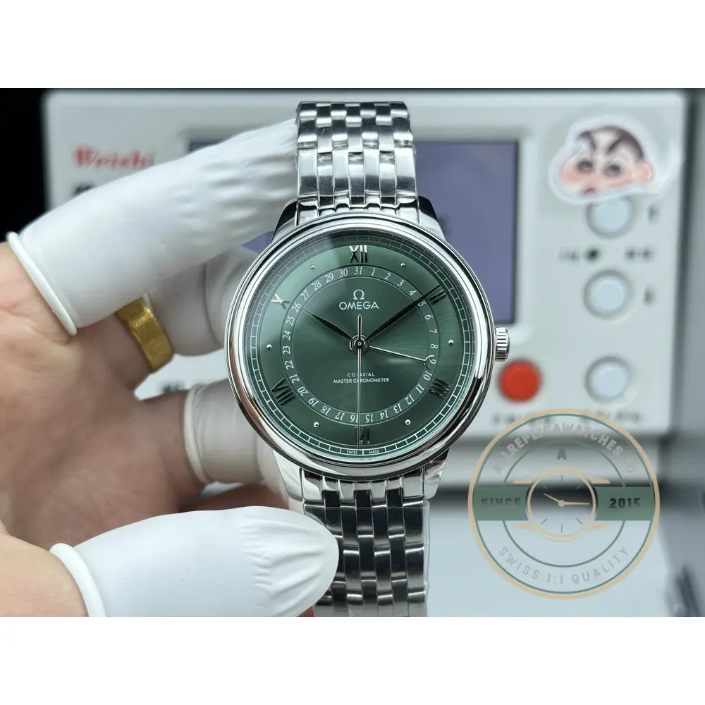 Replica OMEGA De Ville Prestige 434.10.40.20.10.001 40mm Silver, Green Dial - Swiss Movement Replica Watch