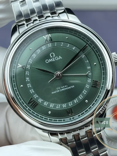 Replica OMEGA De Ville Prestige 434.10.40.20.10.001 40mm Silver, Green Dial - Swiss Movement Replica Watch