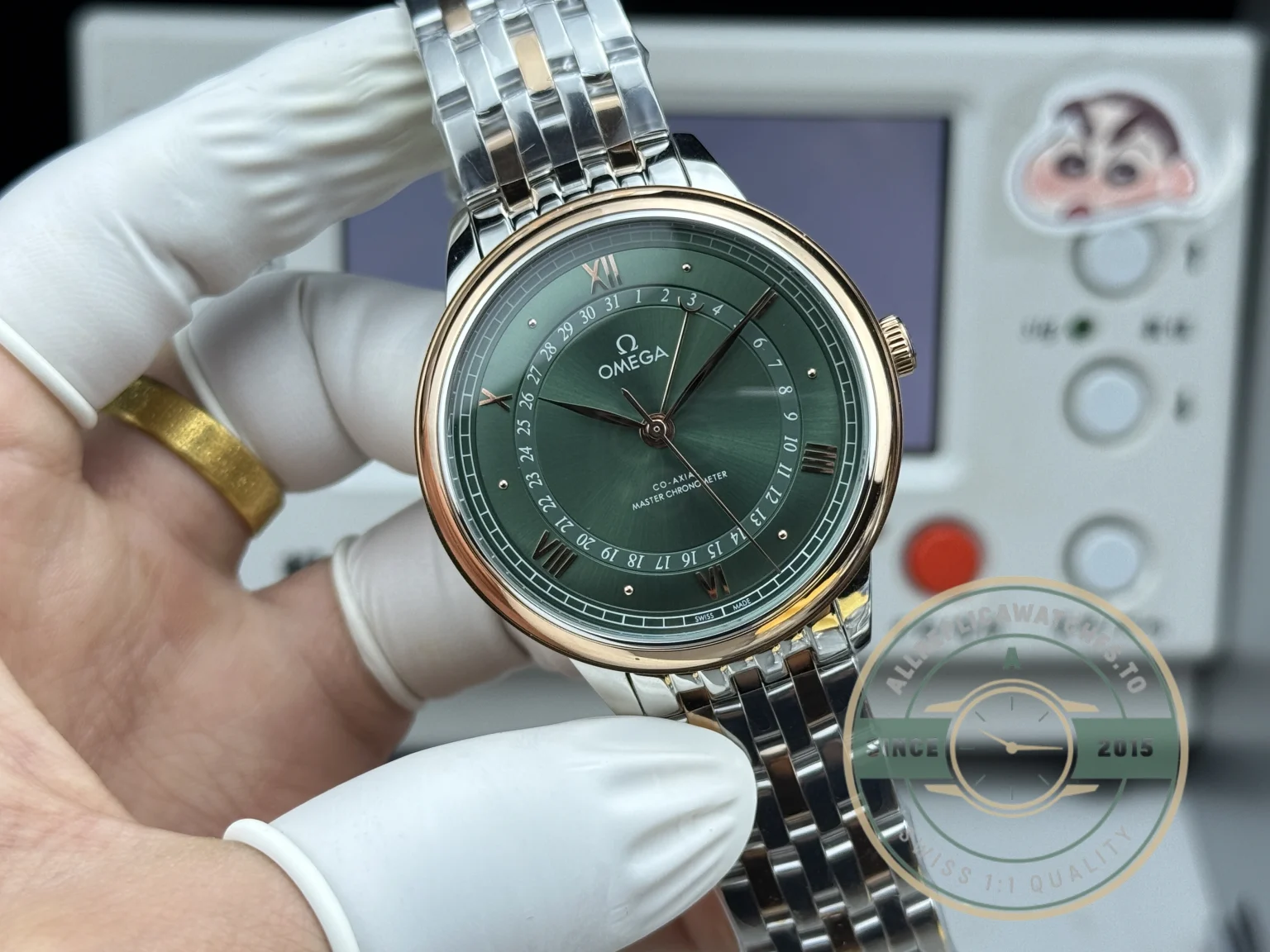 Replica OMEGA De Ville Prestige 434.15.40.20.10.001 40mm Rose Gold, Green Dial - Best Quality Replica Watch