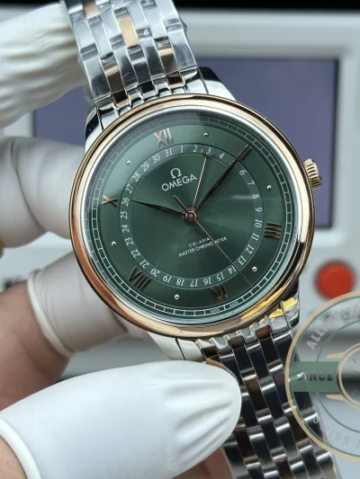Replica OMEGA De Ville Prestige 434.15.40.20.10.001 40mm Rose Gold, Green Dial - Best Quality Replica Watch