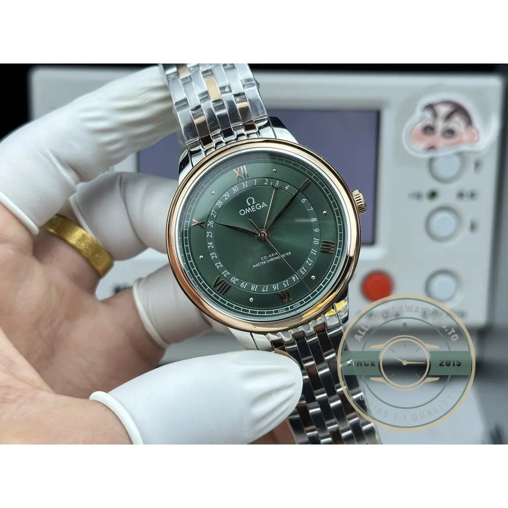 Replica OMEGA De Ville Prestige 434.15.40.20.10.001 40mm Rose Gold, Green Dial - Best Quality Replica Watch