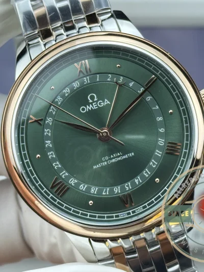 Replica OMEGA De Ville Prestige 434.15.40.20.10.001 40mm Rose Gold, Green Dial - Affordable Luxury Replica Timepiece