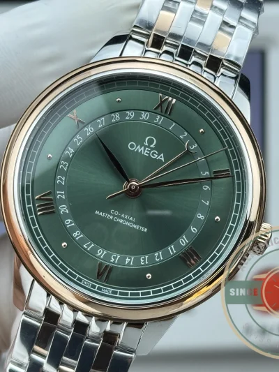 Replica OMEGA De Ville Prestige 434.15.40.20.10.001 40mm Rose Gold, Green Dial - Premium Super Clone Watch