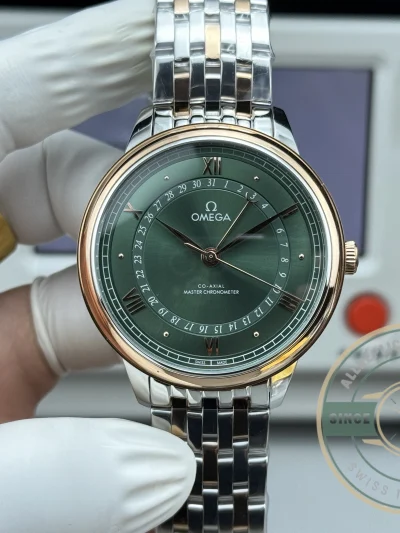 Replica OMEGA De Ville Prestige 434.15.40.20.10.001 40mm Rose Gold, Green Dial - High-Grade Replica Watch