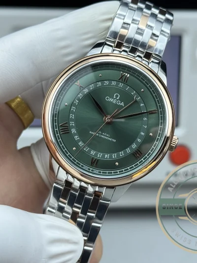 Replica OMEGA De Ville Prestige 434.15.40.20.10.001 40mm Rose Gold, Green Dial - Factory Super Clone Watch