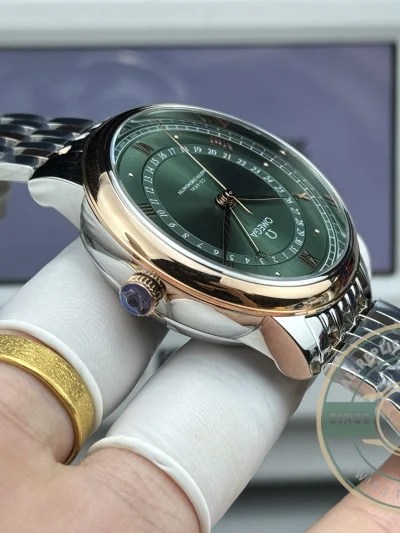 Replica OMEGA De Ville Prestige 434.15.40.20.10.001 40mm Rose Gold, Green Dial - Premium Super Clone Watch