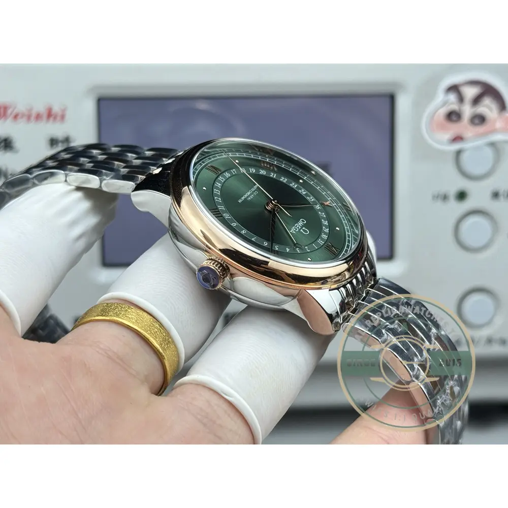 Replica OMEGA De Ville Prestige 434.15.40.20.10.001 40mm Rose Gold, Green Dial - Premium Super Clone Watch