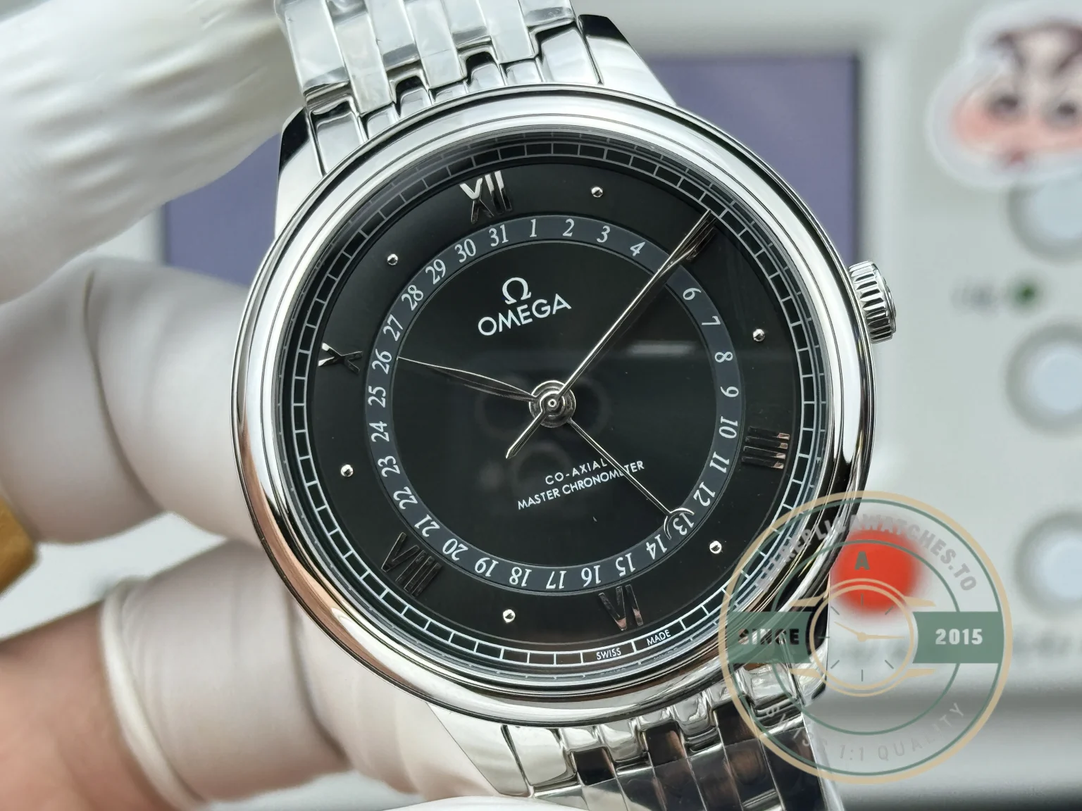 Replica OMEGA De Ville Prestige Co Axial 40mm Black Dial 434.104.020.010.01 - 1:1 Swiss Replica Watch