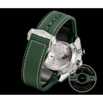 Super clone Omega Planet Ocean green dial with the chronograph registers recessed beneath its surface