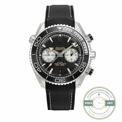 Superclone Omega Seamaster Planet Ocean 215.32.46.51.01.004 front view, matte black chronograph dial